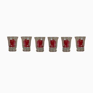 Bicchieri da cocktail con gallo rosso di Royal Leerdam Crystal, anni '30, set di 6