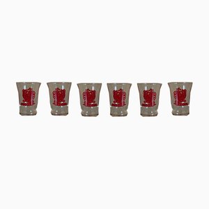 Cocktail Glasses with Red Rooster from Royal Leerdam Crystal, 1930s, Set of 6