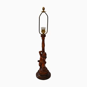 Carved Wooden Table Lamp, 1903