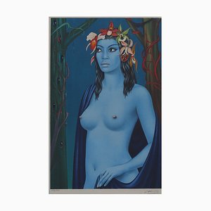 Felix Labisse, Woman In Blue, Lithographie