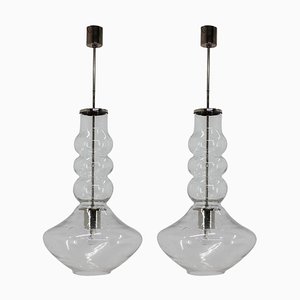 Grandes Suspensions Mid-Century Fait Main en Verre, 1960s, Set de 2