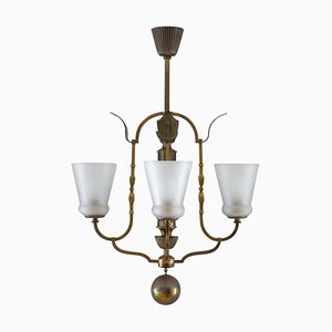 Swedish Grace Chandelier in Glass and Brass
