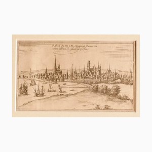Acquaforte Franz Hogenberg - View of Rostock - XVI secolo