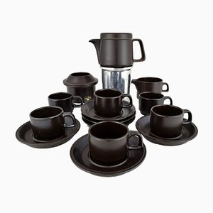 Mid-Century Ceramic Espresso Set from Ceramica Franco Pozzi, Set of 9