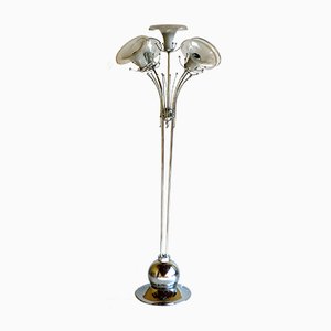 Lámpara de pie italiana era espacial de cristal de Murano, años 60