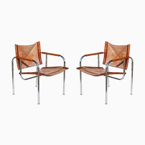 Set of Leather Lounge Chairs by Hans Eichenberger for Strässle, 1960s