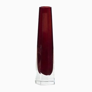 Ruby Red Sommerso Glass Vase, 1980s