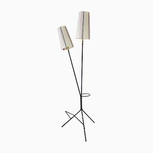 Metal Tripod Floor Lamp with Paper Holder and Flower Pot Stand, France, 1950s