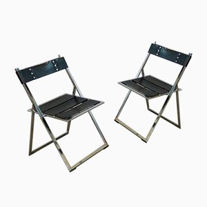 Set of Vintage Industrial Chairs with Leather Belts