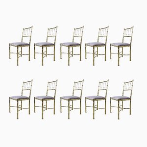 Brass Chairs, 1940s, Set of 10