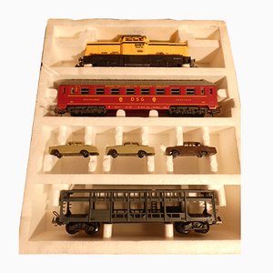 Diesel Locomotive SNCF 040.DE.532 SNCF with Transport Cars Mercedes SNCF from Lima, Italy, 1970s, Set of 7