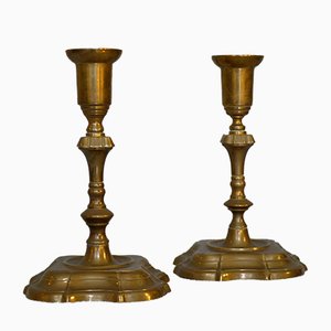Mid-Century Danish Brass Candleholders in Classic Form, Set of 2