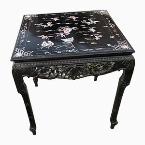 Chinese Side Table in Black Lacquered Wood, 1950s