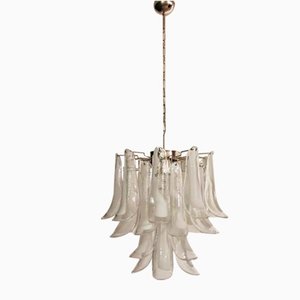 White Murano Chandelier in the Style of Mazzega