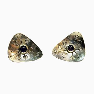 Dreieckige Silberne Vintage Ohrringe von Rey Urban, Schweden, 1957, 2er Set