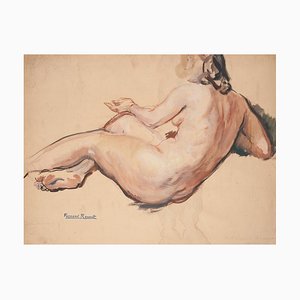 Albert Fernand-Renault - Nude - Original Tempera and Charcoal - Early 20th Century