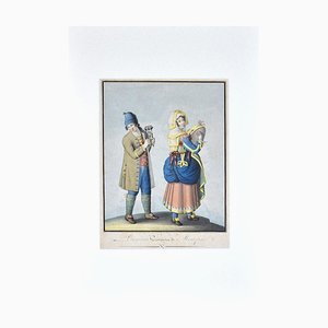 Unbekannt - Bisaccia Kostüm - Original Tinte und Wasserfarbe auf Papier - 1830 Ca