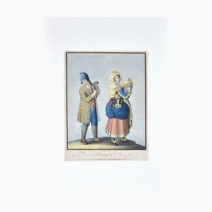 Unknown - Costume of Bisaccia - Original Ink and Watercolor on Paper - 1830 Ca.