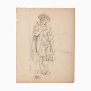 Unknown - Musician - Original Pencil on Paper - 19th Century