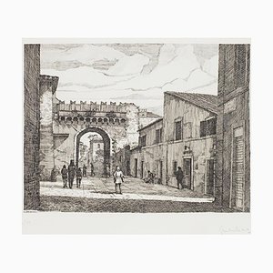 Giuseppe Malandrino - Rome-port Settimiana - Original Etching - 1970s