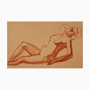Jean Delpech - Nude - Acuarela sobre papel original - años 30
