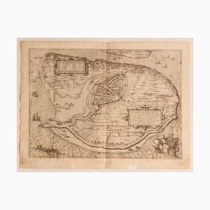 Franz Hogenberg - Mappa dei Paesi Bassi - Etching -late 16th Century