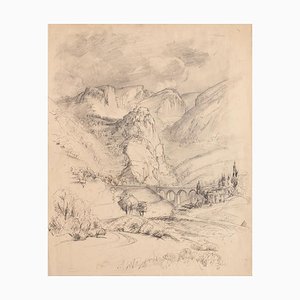 Unknown - Landscape - Original Bleistift und China Tinte - Frühes 20. Jahrhundert