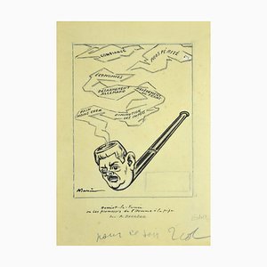 Adrien Barrère 1 - Pfeife - Original Bleistift - Frühes 20. Jahrhundert