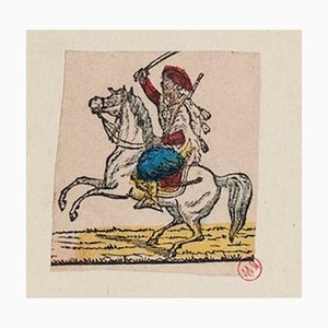 Unknown - Arab Knight - Original Hand-color Etching on Paper - 18th Century