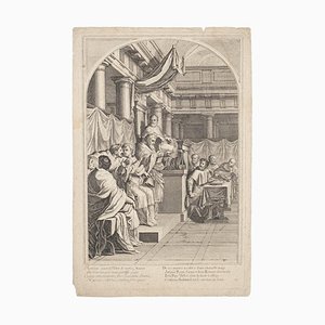 Incisione sconosciuta - Incontro con il Sacro Concilio del Papa - Incisione originale, XVII secolo