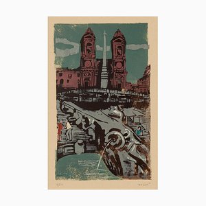 Carlo Mazzoni - Trinita Dei Monti - Original Screen Print - Late 20th Century