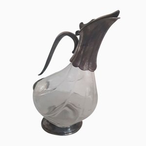 Silver-Plated Crystal Wine Jug in Duck Shape, 1920s
