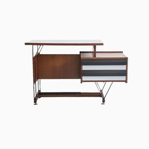 Wooden Writing Desk with Metal Structure, Italy, 1960s