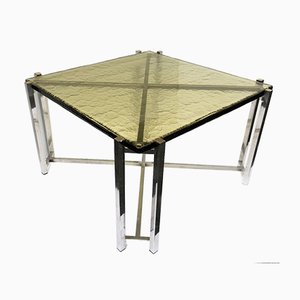 Vintage Brass and Glass Coffee Table, Italy, 1970s