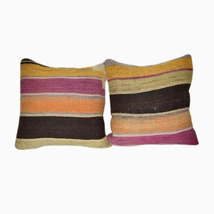Striped Turkish Kilim Pillow Covers, Set of 2