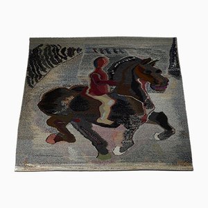 Horse & Rider Woven Tapestry by Sten Kauppi, Sweden, 1979