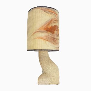 Vintage Stone and Wool Table Lamp, 1970s