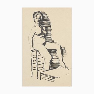 Unknown - Nude - Original China Ink - 1950 Ca.