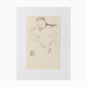 Desconocido - Hombre desnudo - Lápiz sobre papel original y pluma - 1930 Ca.