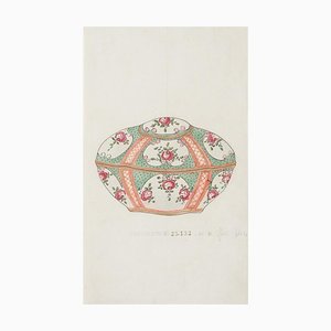 Unknown - Porcelain Box - Original China Ink and Watercolor - 1890s