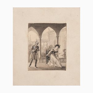 Unknown - Interior Meeting - Original Bleistift auf Papier - 19. Jahrhundert
