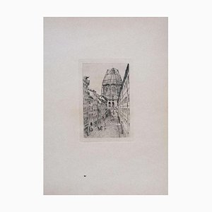 Luca Beltrami - Paris, Rue Mazarine - Aguafuerte original sobre cartón - 1877