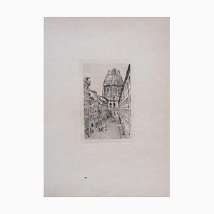 Luca Beltrami - Paris, Rue Mazarine - Original Etching on Cardboard - 1877