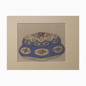 Inconnu - Boîte en Porcelaine - Encre de Chine Original et Aquarelle - 1890s