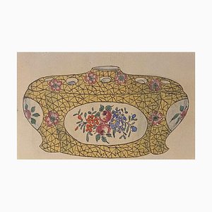 Unknown - Porcelain Box - Original China Ink and Watercolor - 1890s