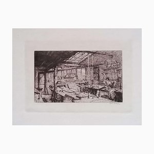 Luca Beltrami - Paris, L'atelier Pascal - Original Etching on Cardboard - 1877