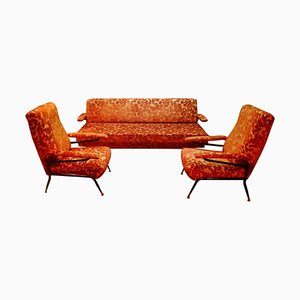 Wohnzimmer Set mit Sofa & Stühlen, 1960er, 3er Set