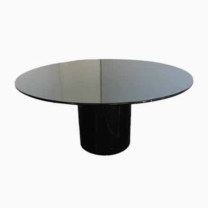 Italian Black Wood Lacquered & Glass Table In the Style of Sabot