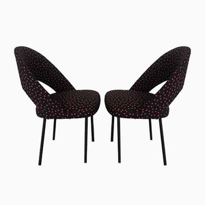 Sedie da pranzo Mid-Century in ferro e seta, Italia