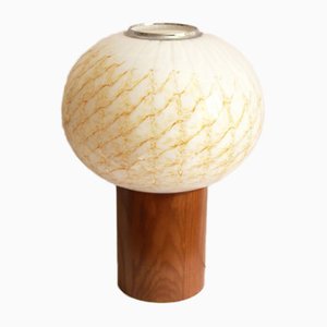 Ambrosio Space Age Murano Glass & Rosewood Table Lamp, 1970s